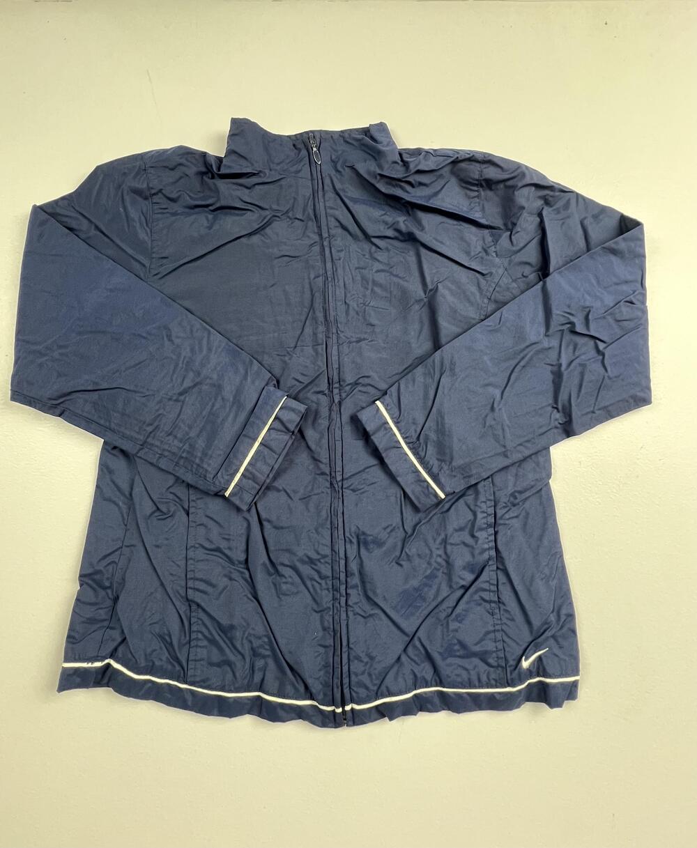 Nike Jacket Womens Medium Blue Full Zip Windbreaker Lightweight Swoosh Logo